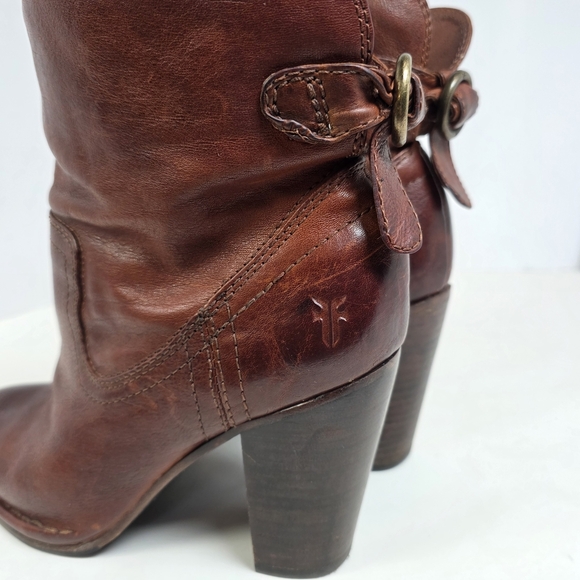 FRYE Lucinda Brown Leather Ankle Booties - Picture 5 of 12